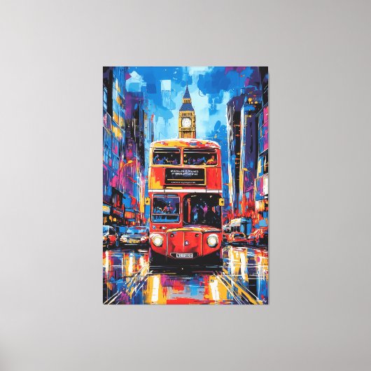 Pop Art London Bus met Big Ben achtergrond Canvas Afdruk (Voorkant)