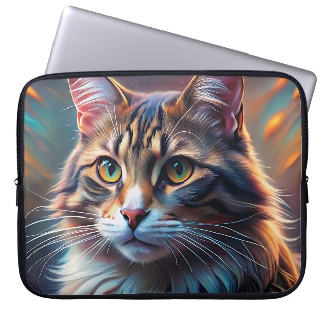 POP ART LOOK BRUIN TABBY CAT LAPTOP SLEEVE (Voorkant)