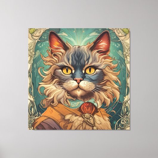 Pop Art Louis Wain Retro stijl Canvas Afdruk (Voorkant)