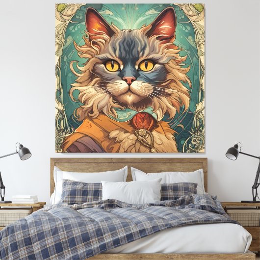 Pop Art Louis Wain Retro stijl Canvas Afdruk (Insitu (Slaapkamer))