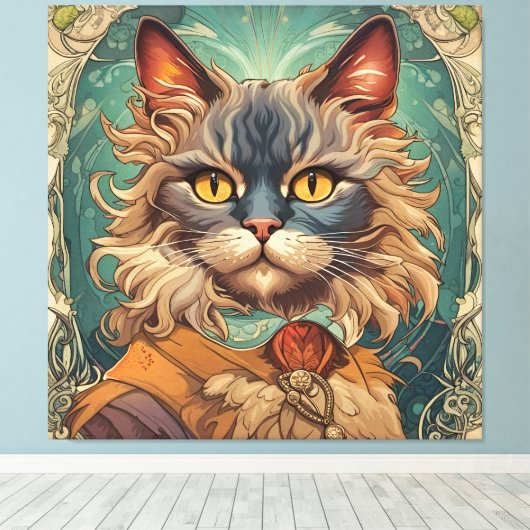 Pop Art Louis Wain Retro stijl Canvas Afdruk (Insitu (Houten vloer))