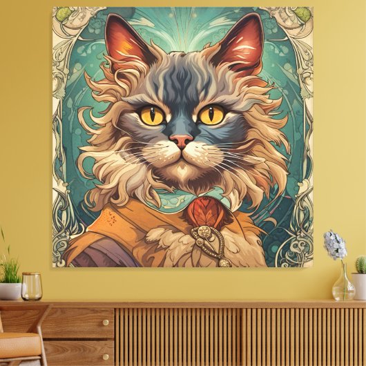 Pop Art Louis Wain Retro stijl Canvas Afdruk (Insitu (Woonkamer))