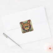  Pop Art Louis Wain Retro stijl Vierkante Sticker (Envelop)