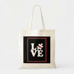 Pop Art LOVE Autisme Puzzle Piece Tote Bag
