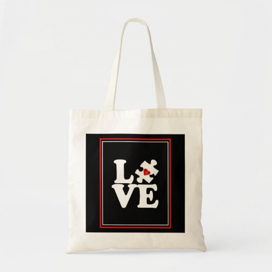 Pop Art LOVE Autisme Puzzle Piece Tote Bag (Voorkant)