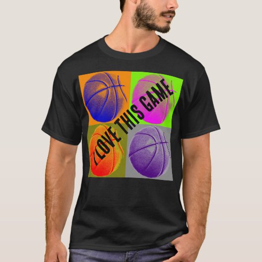 Pop Art Love Basketbal Spel T-shirt (Voorkant)