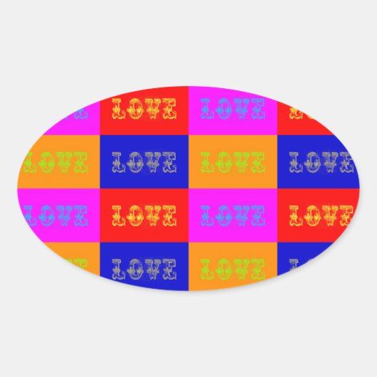 Pop Art Love Ovale Sticker (Voorkant)