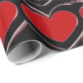 Pop Art Love Red Hearts inpakpapier (Rol Hoek)