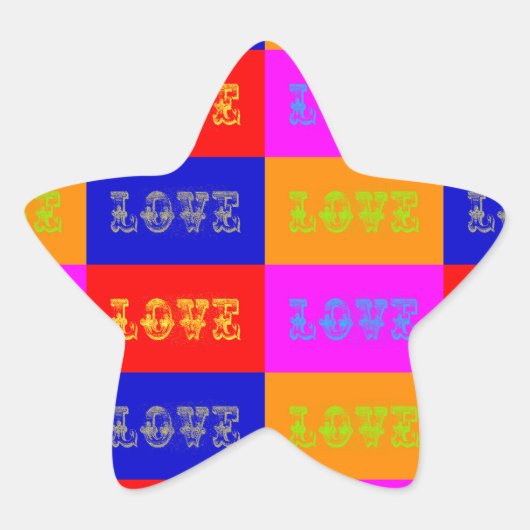Pop Art Love Ster Sticker (Voorkant)