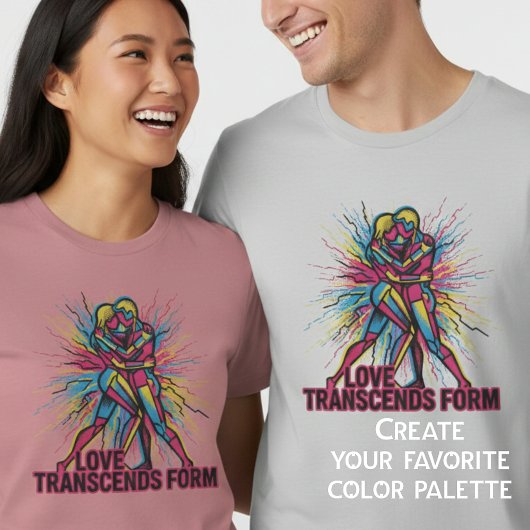 Pop Art Love Transcends Form Cyberpunk Couple Grap T-shirt