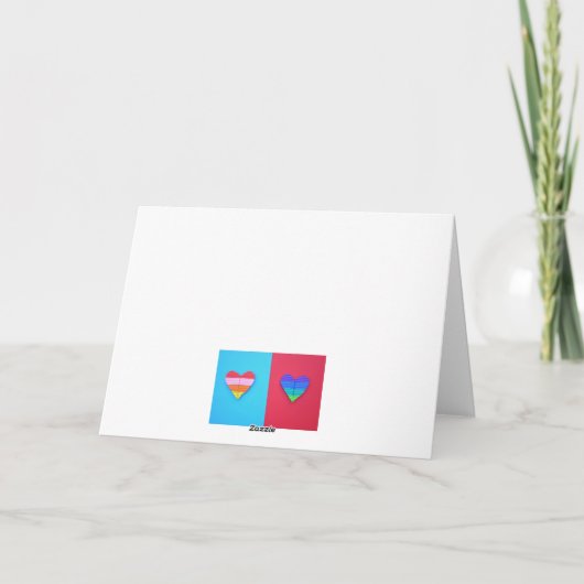 Pop Art Love Twin Valentijn Rainbow Hearts Kaart (Achterkant)