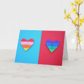 Pop Art Love Twin Valentijn Rainbow Hearts Kaart (Gele Bloem)