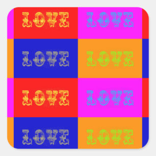 Pop Art Love Vierkante Sticker