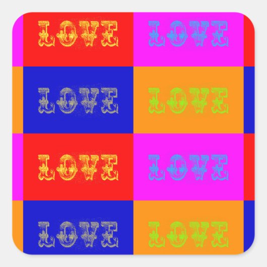 Pop Art Love Vierkante Sticker (Voorkant)