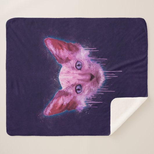 Pop Art Lykoi Cat Sherpa Deken (Voorkant (horizontaal))