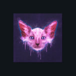 Pop Art Lykoi Werewolf Cat Canvas Afdruk<br><div class="desc">Een digitaal schilderij van een Lykoi-kat met krassen,  spetters en druppels over een ruwe getextureerde achtergrond.</div>