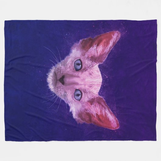 Pop Art Lykoi Werewolf Cat Fleece Deken (Voorkant (Horizontaal))