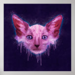 Pop Art Lykoi Werewolf Cat Poster<br><div class="desc">Een digitaal schilderij van een Lykoi-kat met krassen,  spetters en druppels over een ruwe getextureerde achtergrond.</div>