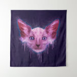 Pop Art Lykoi Werewolf Cat Wandkleed<br><div class="desc">Een digitaal schilderij van een Lykoi-kat met krassen,  spetters en druppels over een ruwe getextureerde achtergrond.</div>