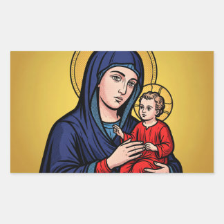 Pop Art Madonna and Child Comic Style Rechthoekige Sticker