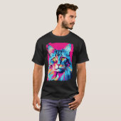 Pop Art Maine Coon Kat Roze T-shirt (Voorkant volledig)