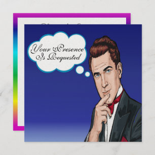 Pop Art Man Plechtige Viering Uitnodiging