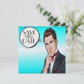 Pop Art Man Plechtige Viering Uitnodiging (Staand voorkant)