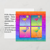 Pop Art MARGARITAS SQ. PARTIJINVITATIE Kaart (Voorkant / Achterkant)