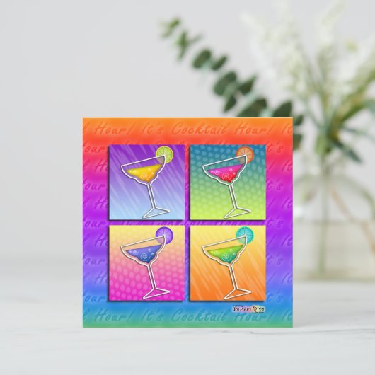 Pop Art MARGARITAS SQ. PARTIJINVITATIE Kaart (Staand voorkant)
