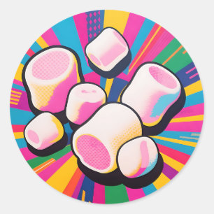 Pop Art Marshmallow Explosie Ronde Sticker