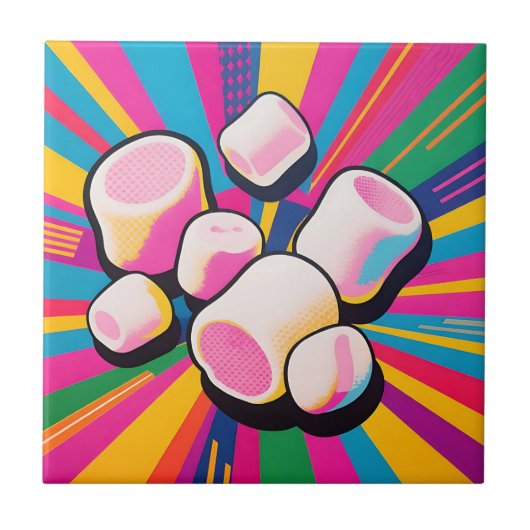 Pop Art Marshmallow Explosie Tegeltje (Voorkant)