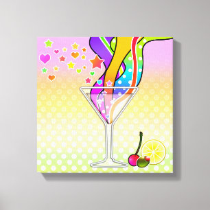 POP ART MARTINI IN ZESTIGER JAREN STIJL CANVAS AFDRUK