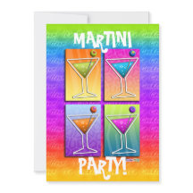 Pop Art MARTINIS Feest UITNODIGING (5X7)