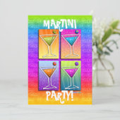 Pop Art MARTINIS Feest UITNODIGING (5X7) (Staand voorkant)