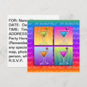 Pop Art MARTINIS Feest UITNODIGING (sq) (Voorkant / Achterkant)