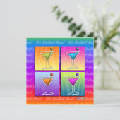 Pop Art MARTINIS Feest UITNODIGING (sq) (Staand voorkant)