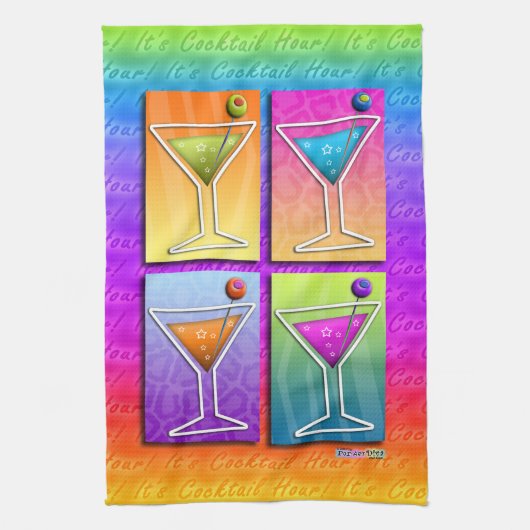 Pop Art MARTINIS Kitchen - Bar TOWEL Theedoek (Verticaal)