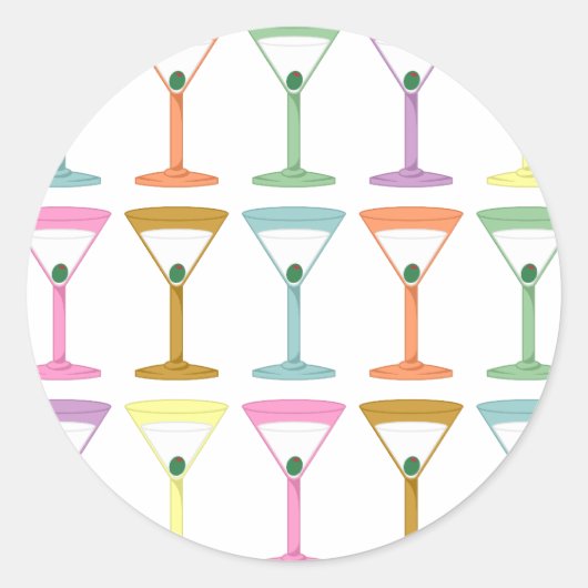 Pop Art Martinis Ronde Sticker (Voorkant)
