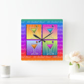Pop Art MARTINIS Square WALL CLOCK Vierkante Klok (Huis)