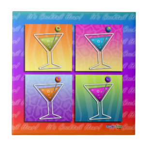 Pop Art Martinis Tegel - Onderzetter - Trivet Tegeltje