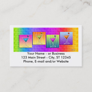 Pop Art MARTINIS-VISITEKAARTJES (horizontaal) Visitekaartje