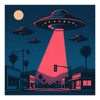 Pop Art MCM Style UFO kunstwerk Foto Afdruk