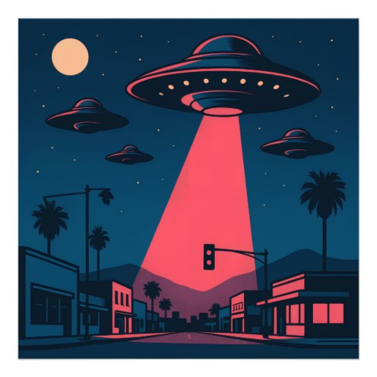 Pop Art MCM Style UFO kunstwerk Foto Afdruk (Voorkant)