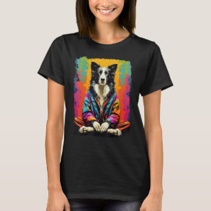 Pop Art Meditatie Hond Border Collie T-shirt