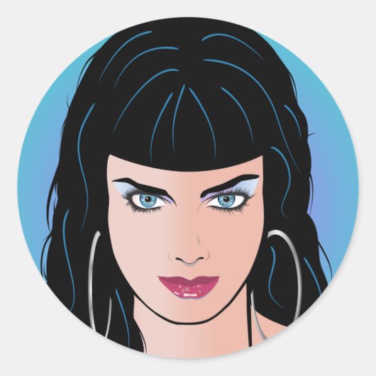 Pop Art Meisje - Alicia Ronde Sticker (Voorkant)