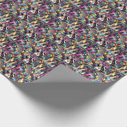 Pop Art Meisje Dancing Verjaardag Gepersonaliseerd Cadeaupapier (Hoek)