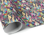 Pop Art Meisje Dancing Verjaardag Gepersonaliseerd Cadeaupapier (Rol Hoek)