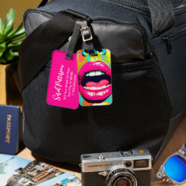Pop Art Meisje Lippen Bagagelabel