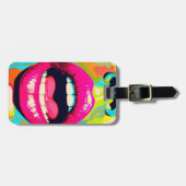 Pop Art Meisje Lippen Bagagelabel (Voorkant horizontaal)