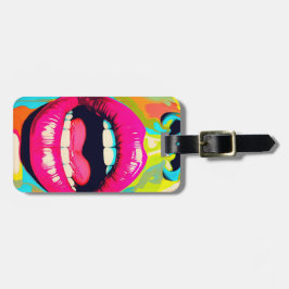 Pop Art Meisje Lippen Bagagelabel